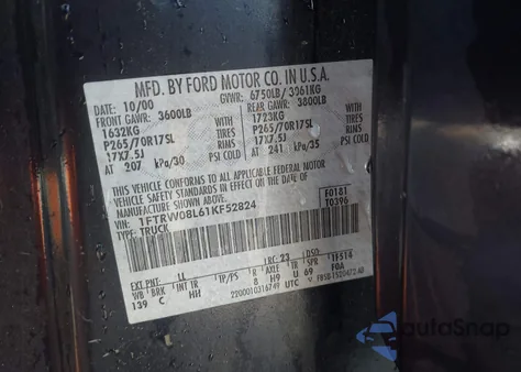 2001 Ford F-150 King Ranch Edition/Lariat/Xlt from USA, damaged, VIN 1FTRW08L61KF52824